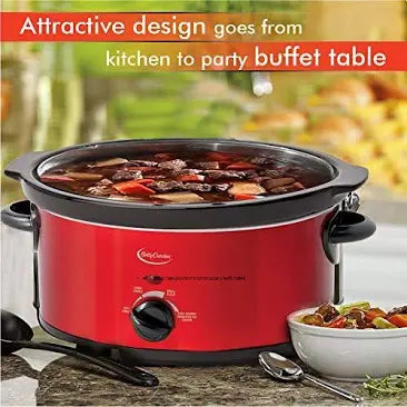 New! Betty Crocker Slow Cooker with a Travel Bag, 5-Quart, Red, BC-1544C